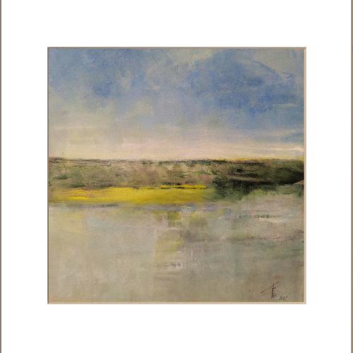 Paysage N° 10 / 20x20cm gouache sur papier marouflé sur toile