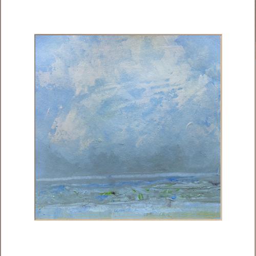Paysage N° 19 / 20x20cm gouache sur papier marouflé sur toile