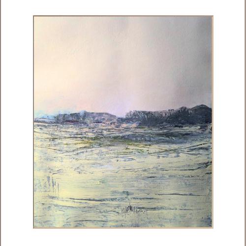 Paysage N° 27  / 48x40cm  gouache sur papier marouflé sur toile