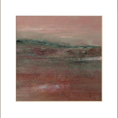 Paysage N° 7 / 20x20cm gouache sur papier marouflé sur toile